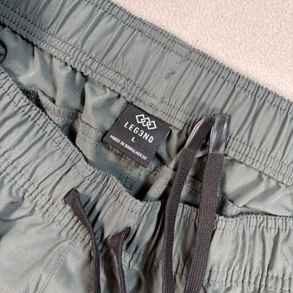 Leg3nd Athletic 5" Shorts Men L Green Unlined Drawstring Zip Pocket Gym Training - Picture 3 of 12